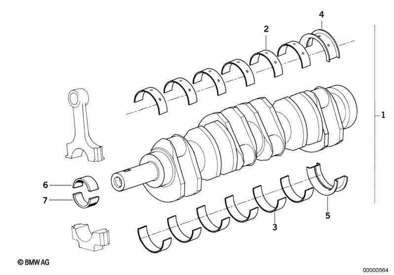 Kurbeltrieb-Kurbelwelle mit Lagerschalen