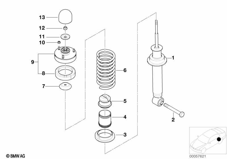 Federbein hinten-Schraubenfeder/Anbaut.