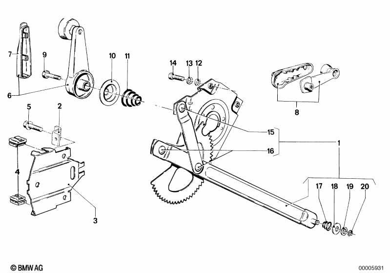 Türfenstermechanismus hinten