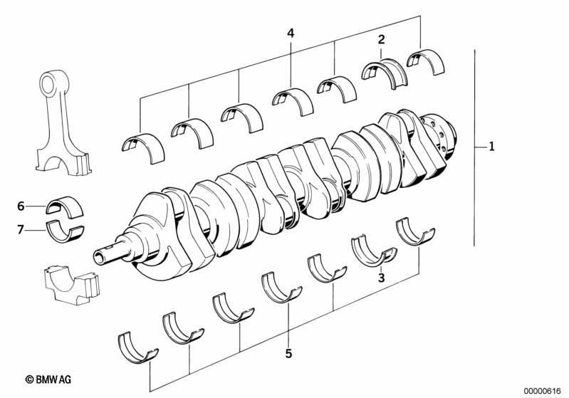 Kurbeltrieb-Kurbelwelle mit Lagerschalen