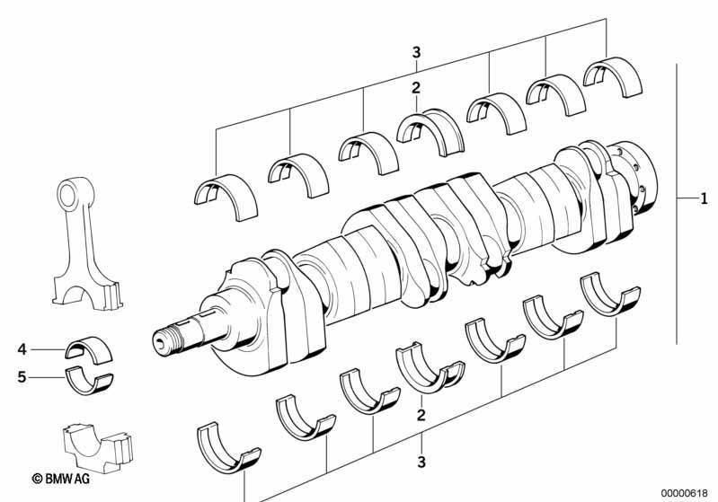 Kurbeltrieb-Kurbelwelle mit Lagerschalen