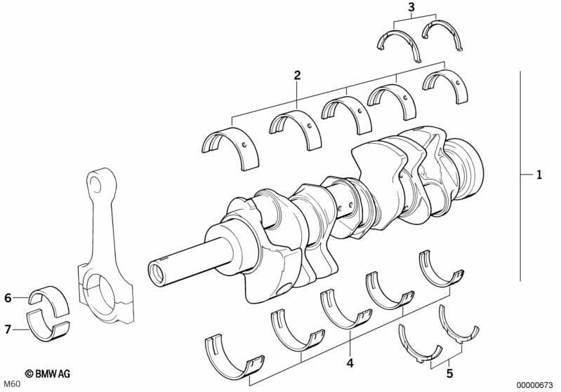 Kurbeltrieb-Kurbelwelle mit Lagerschalen