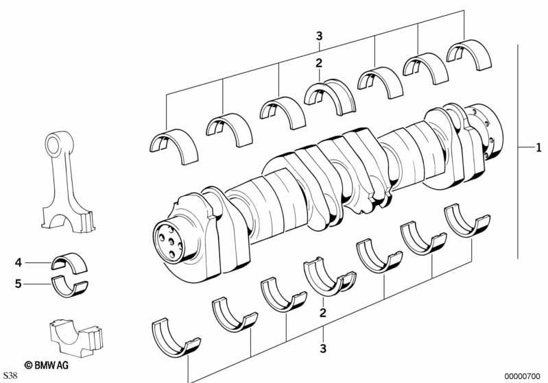 Kurbeltrieb-Kurbelwelle mit Lagerschalen