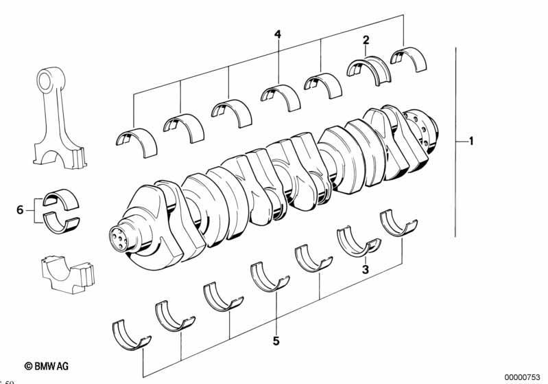 Kurbeltrieb-Kurbelwelle mit Lagerschalen