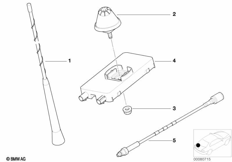 Einzelteile Seitenwandtelefonantenne