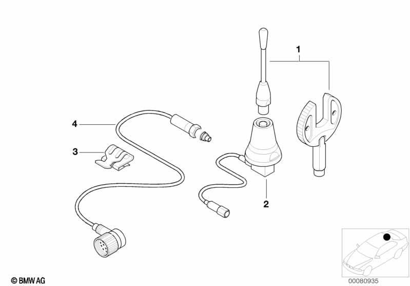 Einzelteile Dachtelefonantenne