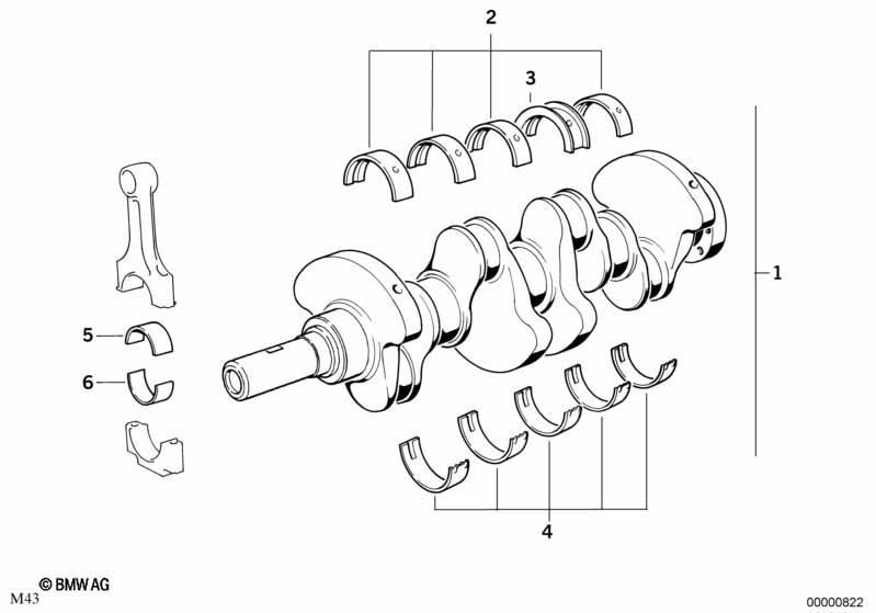 Kurbeltrieb-Kurbelwelle mit Lagerschalen