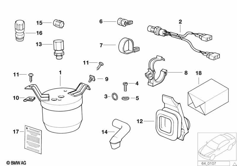 Trocknerflasche/Druckschalter/Kleinteile