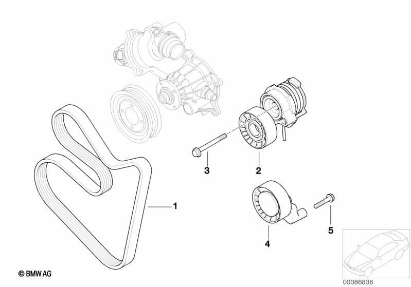 Riementrieb für Wasserpumpe/Generator