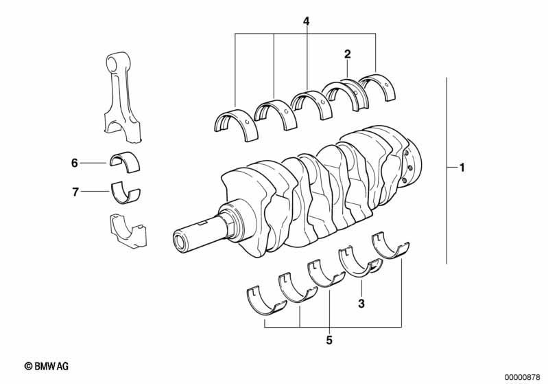 Kurbeltrieb-Kurbelwelle mit Lagerschalen