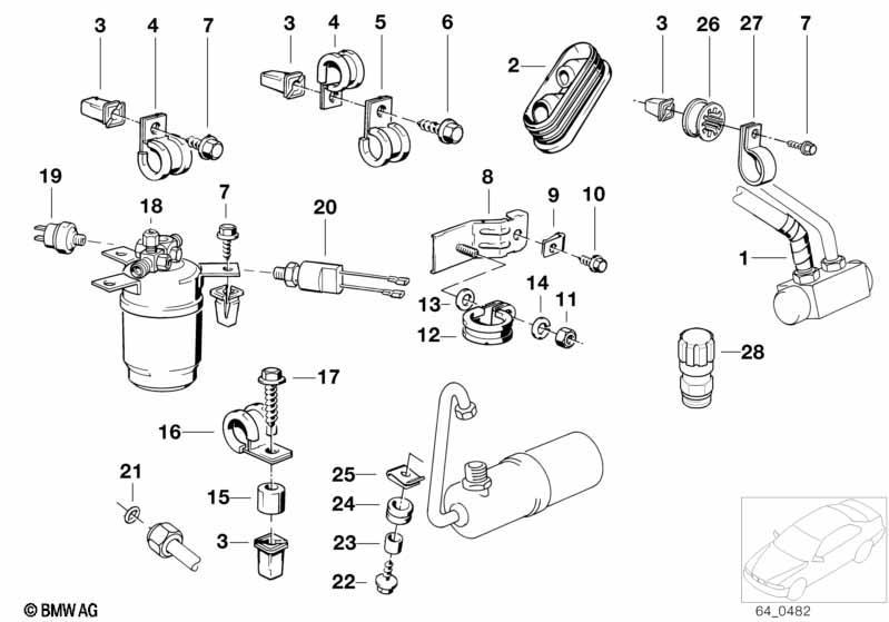 Trocknerflasche/Druckschalter/Kleinteile