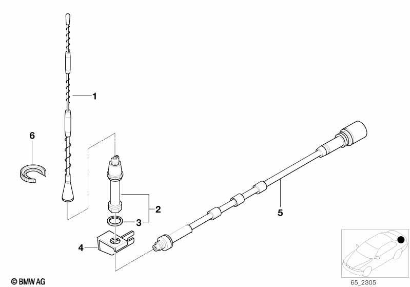 Einzelteile Seitenwandtelefonantenne