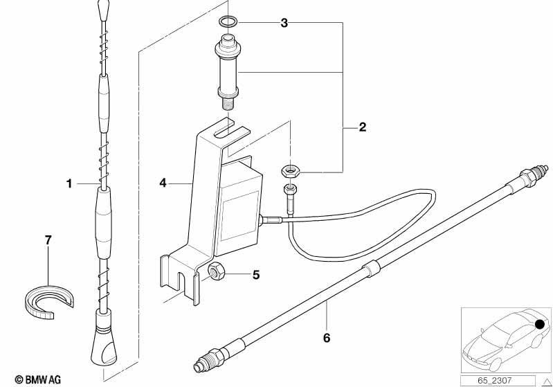 Einzelteile Seitenwandtelefonantenne