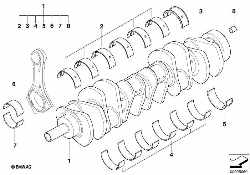 Kurbeltrieb-Kurbelwelle mit Lagerschalen