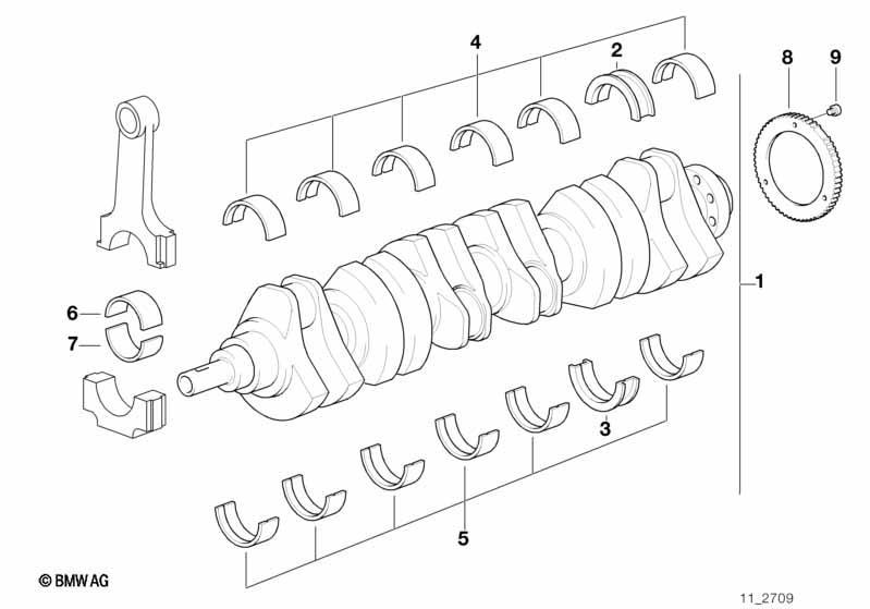 Kurbeltrieb-Kurbelwelle mit Lagerschalen