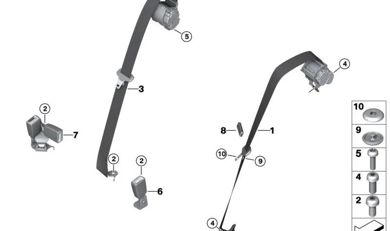 BMW 72117470252 Obergurt hinten Mitte schwarz - LEEBMANN24