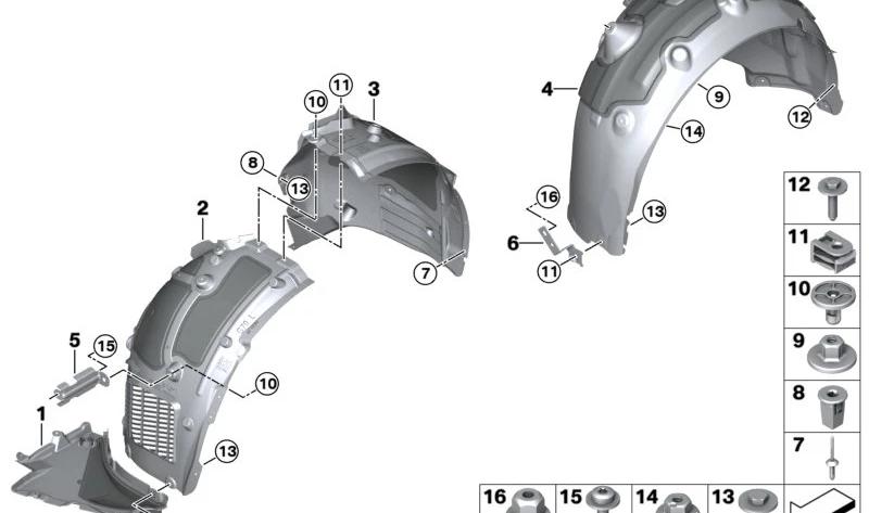 BMW 51759498280 Abdeckung Radhaus Hinterteil vorn rechts - LEEBMANN24
